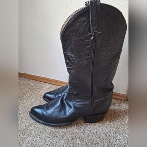 Tony Lama Mens Black Western Cowboy Boots Pointed Toe  Size 8 E